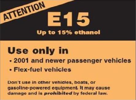 E15, biobrandstof, label